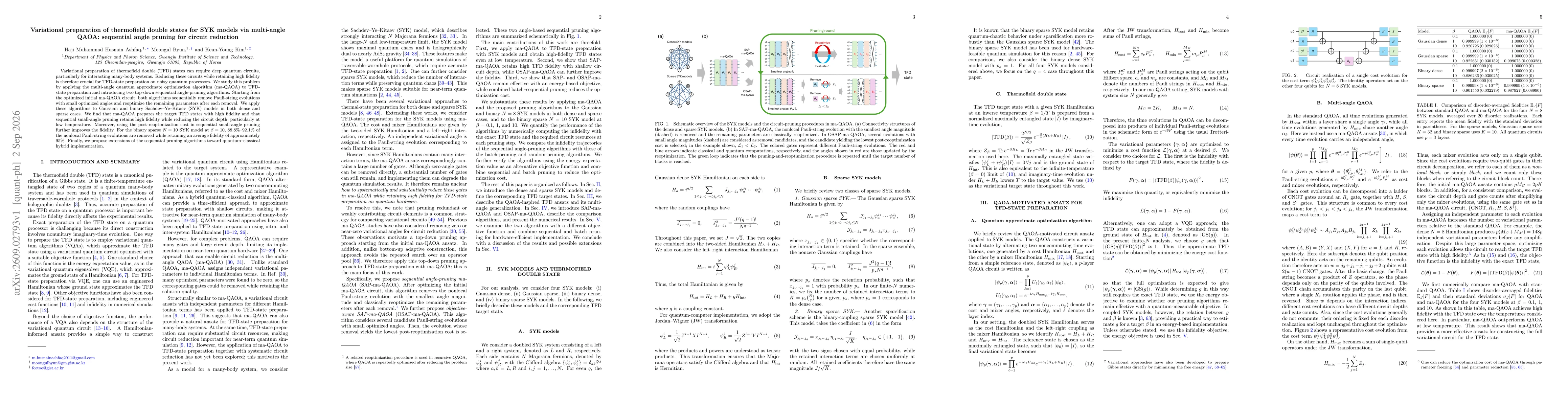 Thumbnail for Variational preparation of thermofield double states for SYK models via multi-angle QAOA: sequential angle pruning for circuit reduction