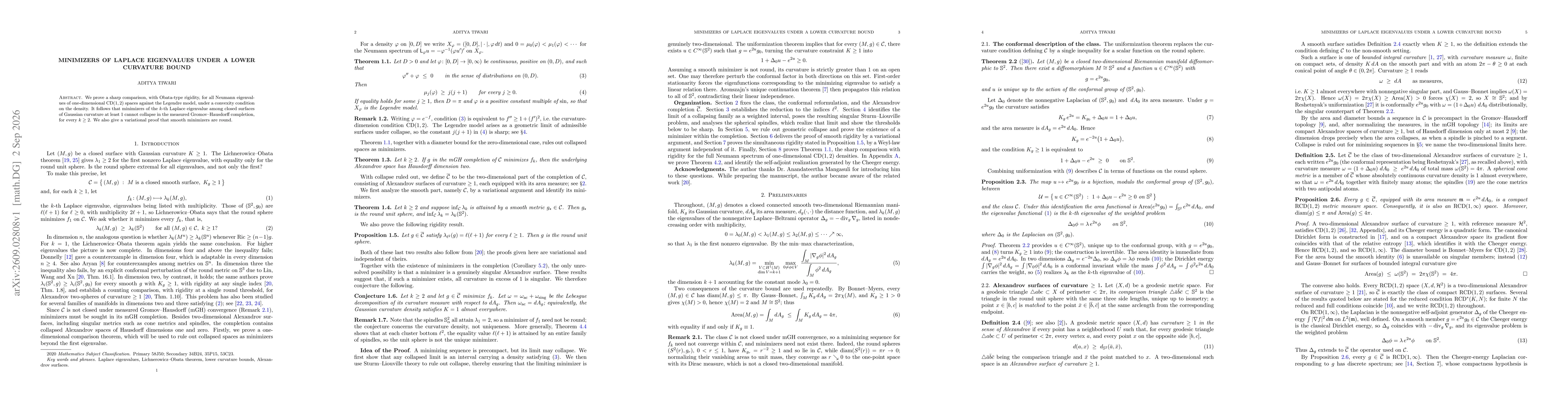 Thumbnail for Minimizers of Laplace eigenvalues under a lower curvature bound