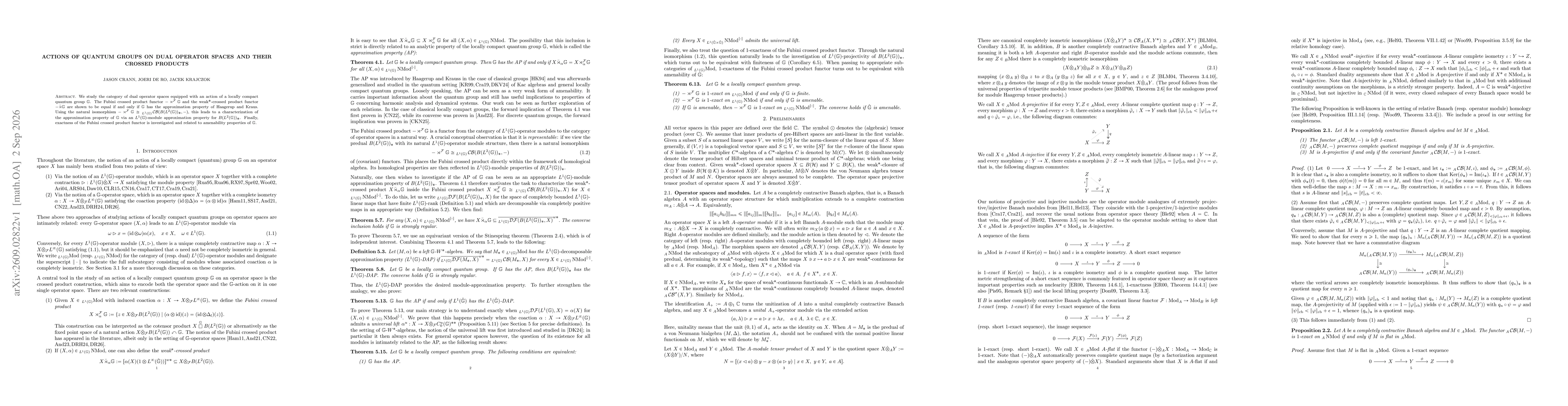 Thumbnail for Actions of quantum groups on dual operator spaces and their crossed products
