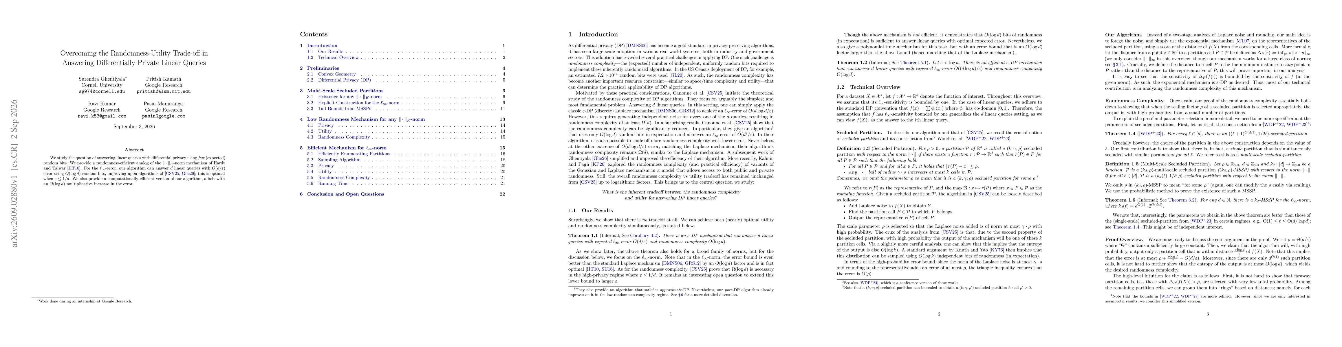 Thumbnail for Overcoming the Randomness-Utility Trade-off in Answering Differentially Private Linear Queries