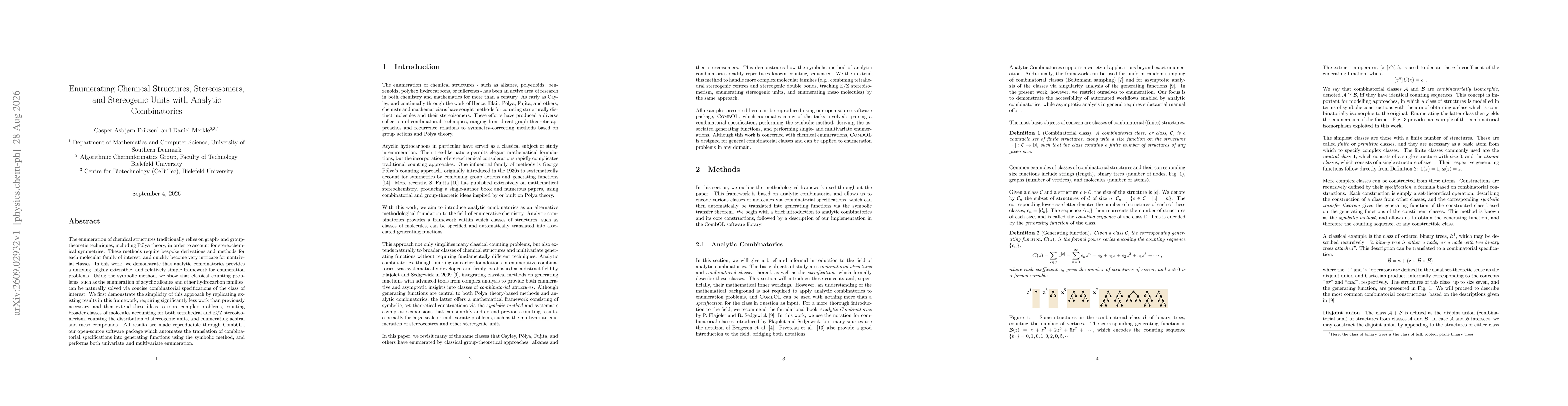 Thumbnail for Enumerating Chemical Structures, Stereoisomers, and Stereogenic Units with Analytic Combinatorics
