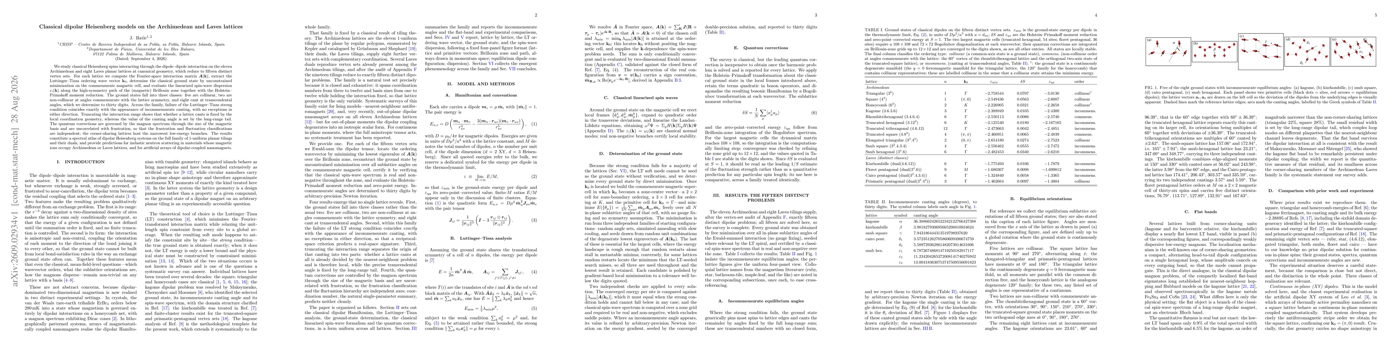 Thumbnail for Classical dipolar Heisenberg models on the Archimedean and Laves lattices