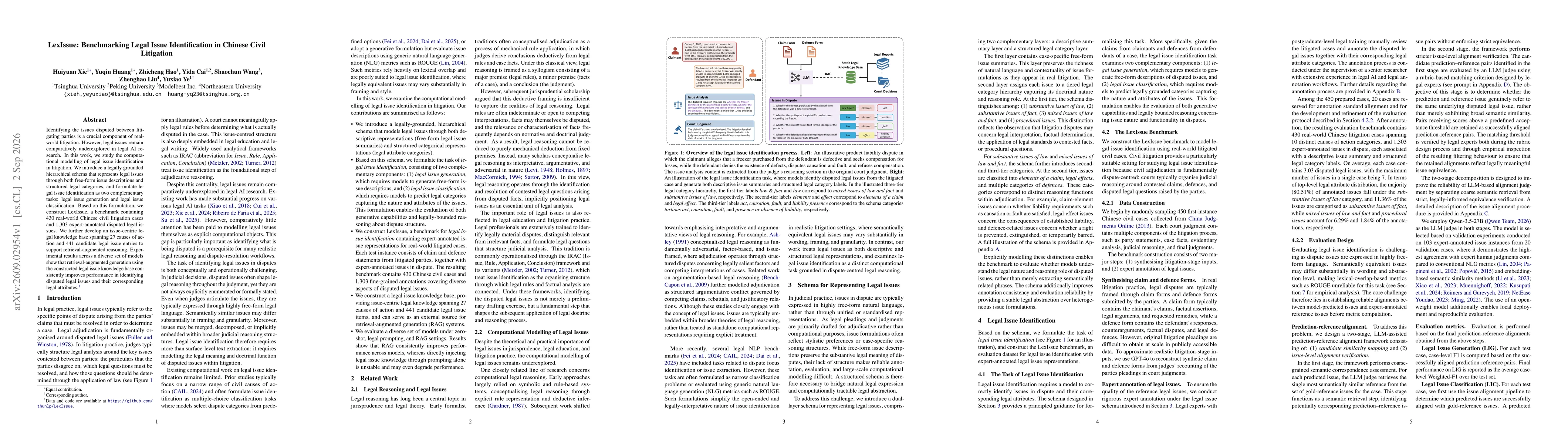 Thumbnail for LexIssue: Benchmarking Legal Issue Identification in Chinese Civil Litigation