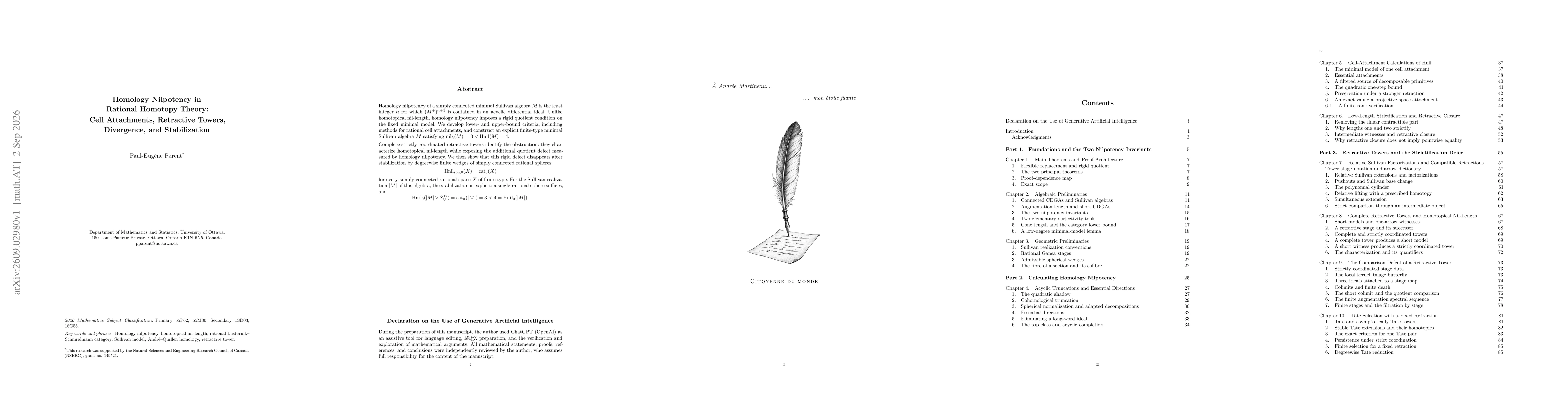 Thumbnail for Homology Nilpotency in Rational Homotopy Theory: Cell Attachments, Retractive Towers, Divergence, and Stabilization