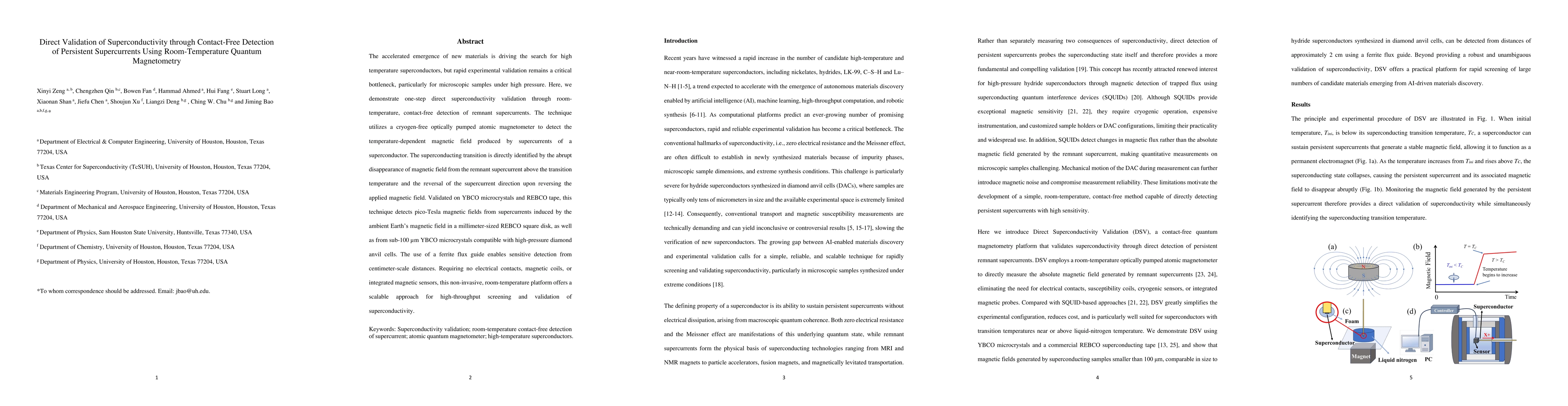 Thumbnail for Direct Validation of Superconductivity through Contact-Free Detection of Persistent Supercurrents Using Room-Temperature Quantum Magnetometry