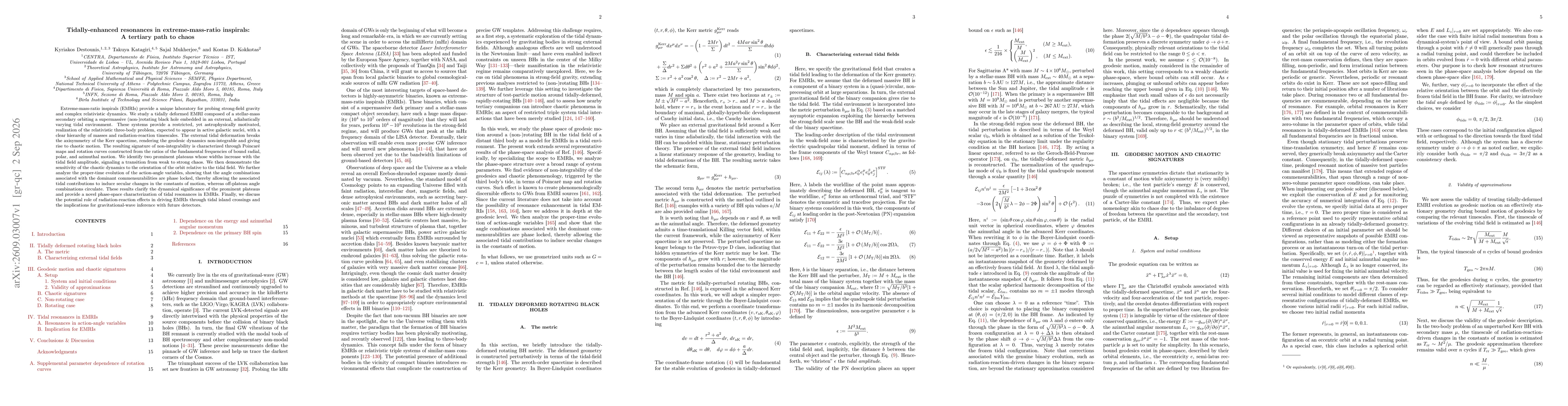 Thumbnail for Tidally-enhanced resonances in extreme-mass-ratio inspirals: A tertiary path to chaos