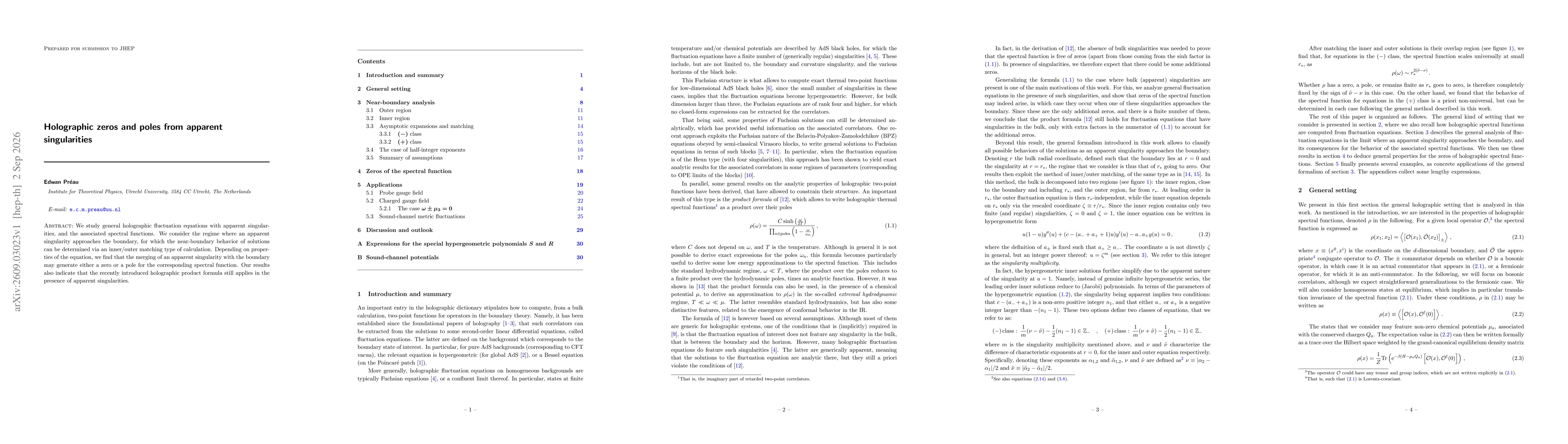 Thumbnail for Holographic zeros and poles from apparent singularities