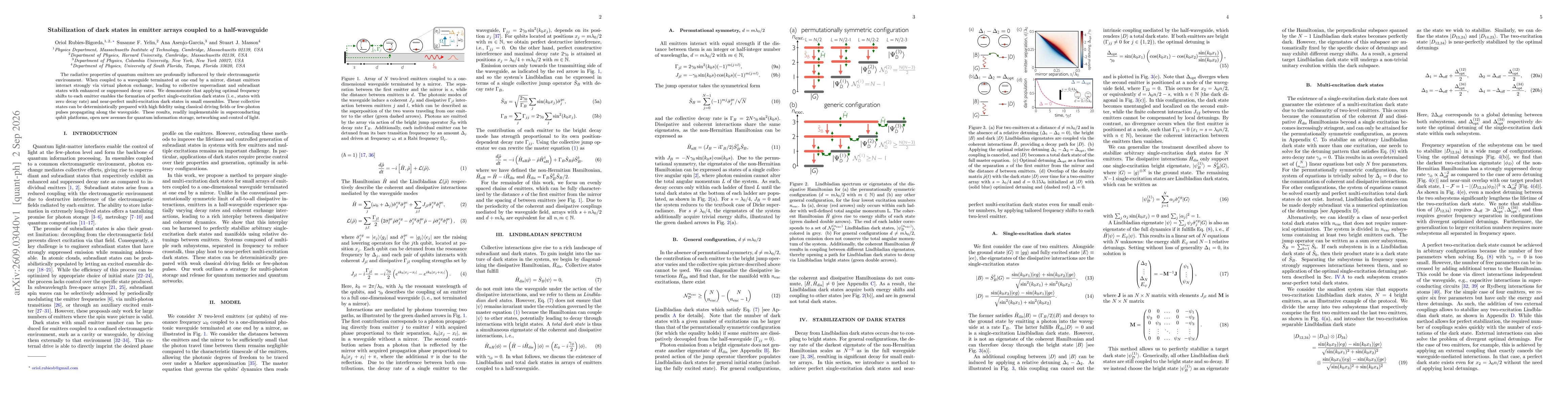 Thumbnail for Stabilization of dark states in emitter arrays coupled to a half-waveguide