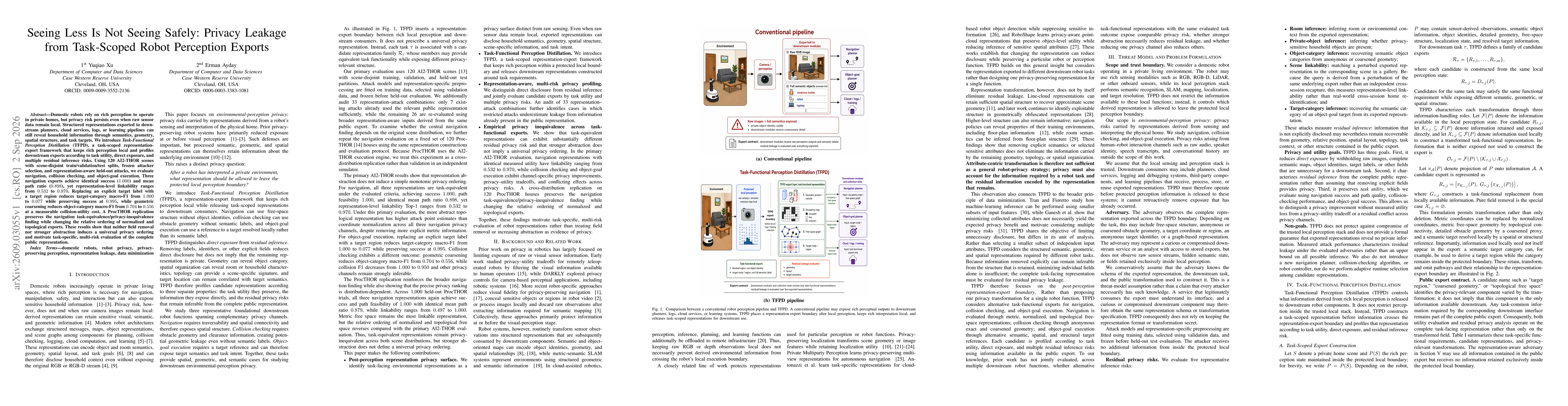 Thumbnail for Seeing Less Is Not Seeing Safely: Privacy Leakage from Task-Scoped Robot Perception Exports