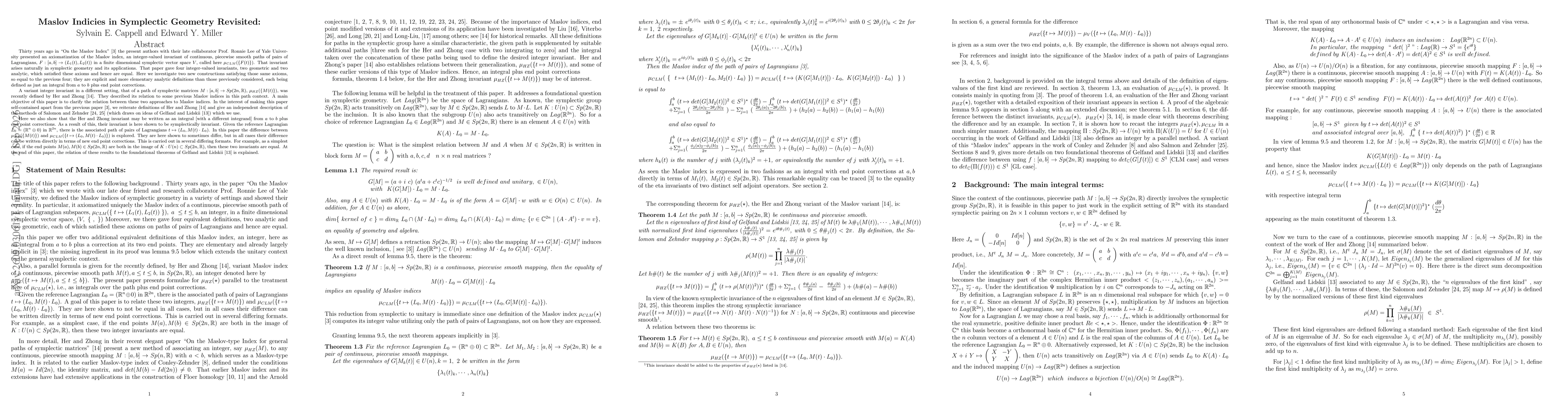 Thumbnail for Maslov Indicies In Symplectic Geometry Revisited