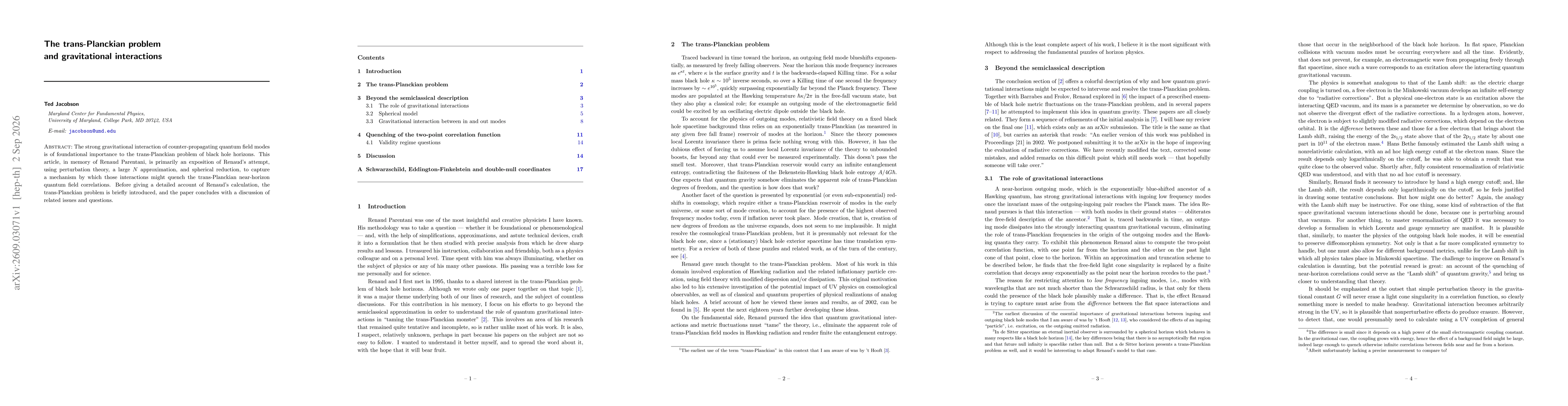 Thumbnail for The trans-Planckian problem and gravitational interactions