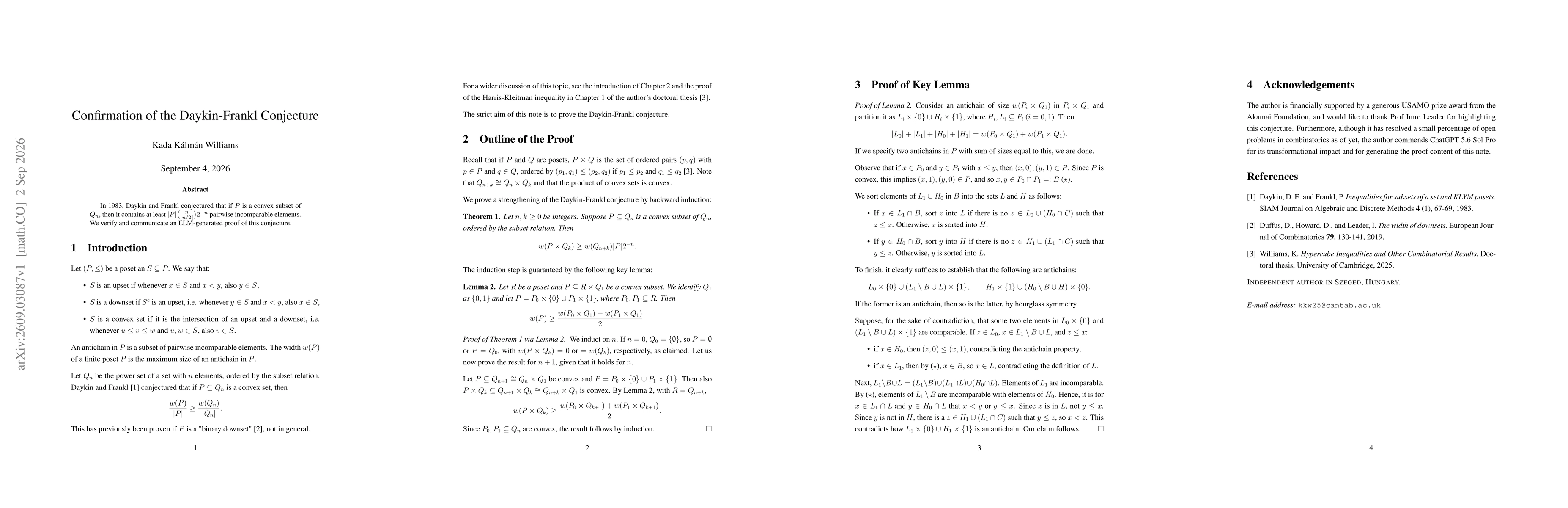 Thumbnail for Confirmation of the Daykin-Frankl Conjecture