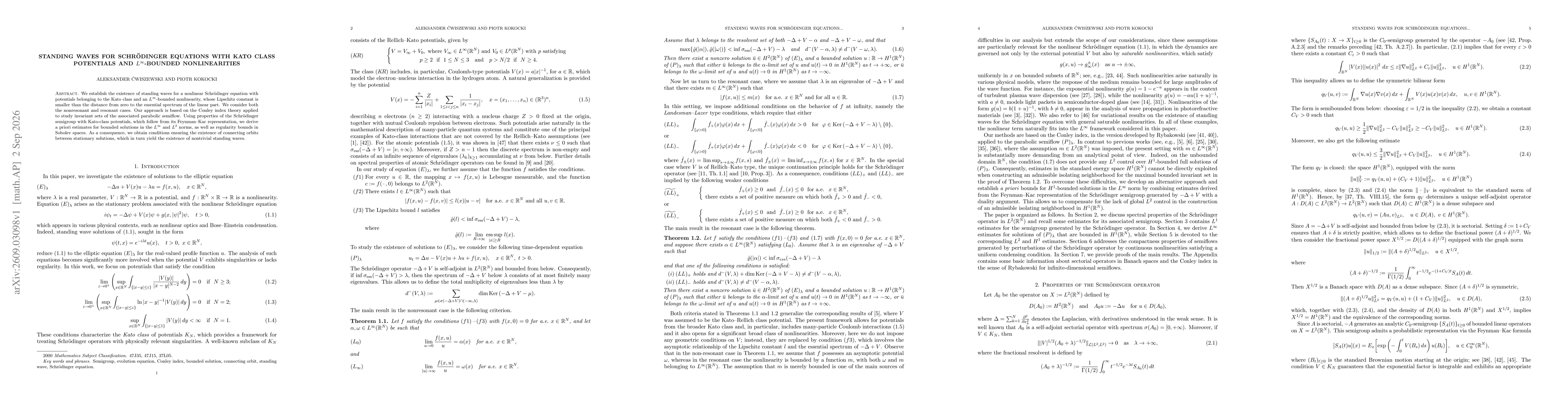 Thumbnail for Standing waves for Schrodinger equations with Kato class potentials and $L^\infty$-bounded nonlinearities