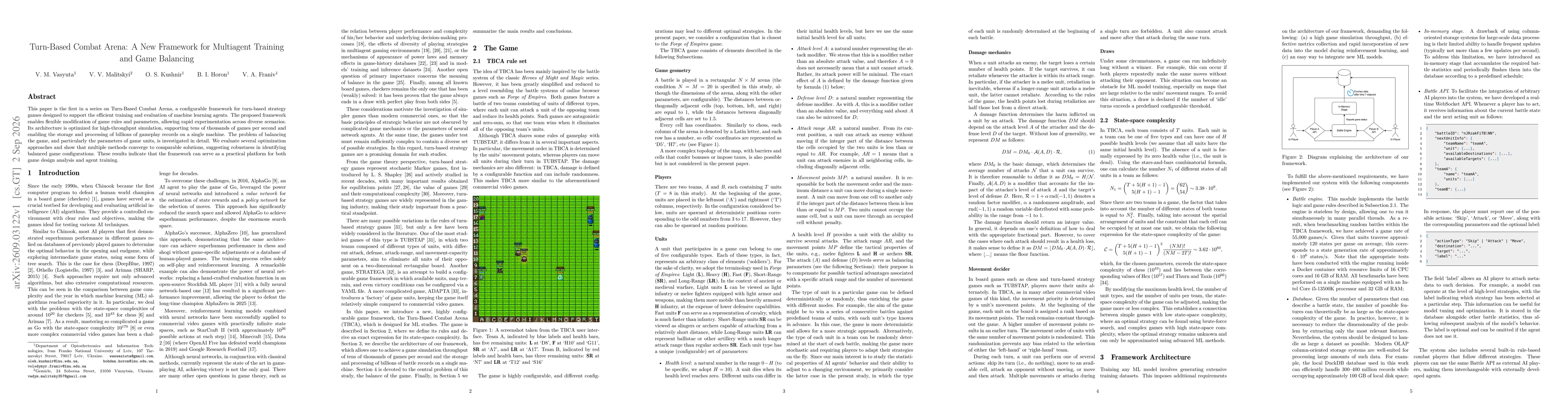 Thumbnail for Turn-Based Combat Arena: A New Framework for Multiagent Training and Game Balancing