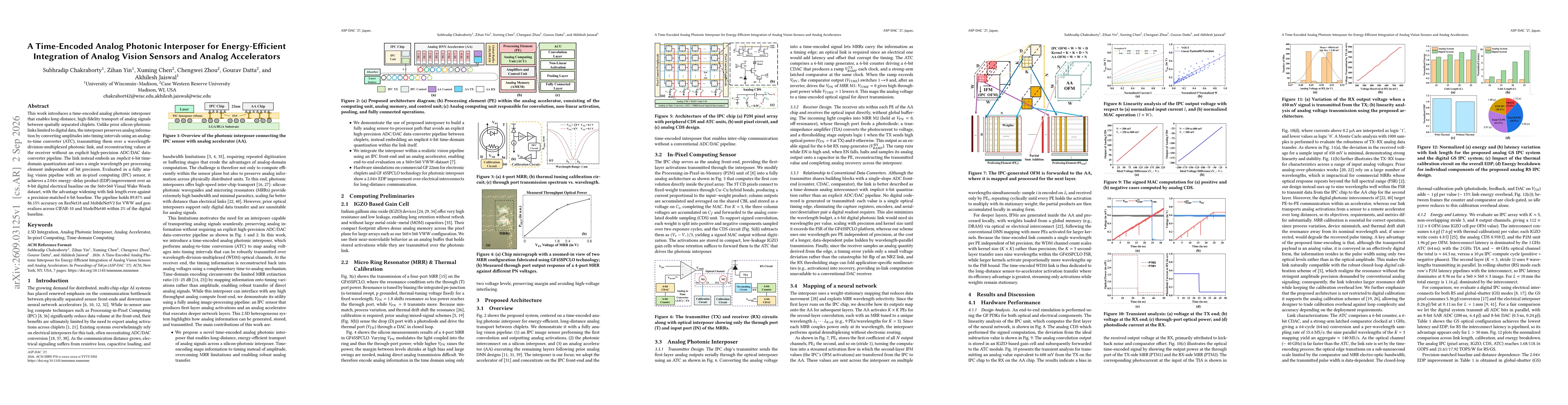 Thumbnail for A Time-Encoded Analog Photonic Interposer for Energy-EfficientIntegration of Analog Vision Sensors and Analog Accelerators