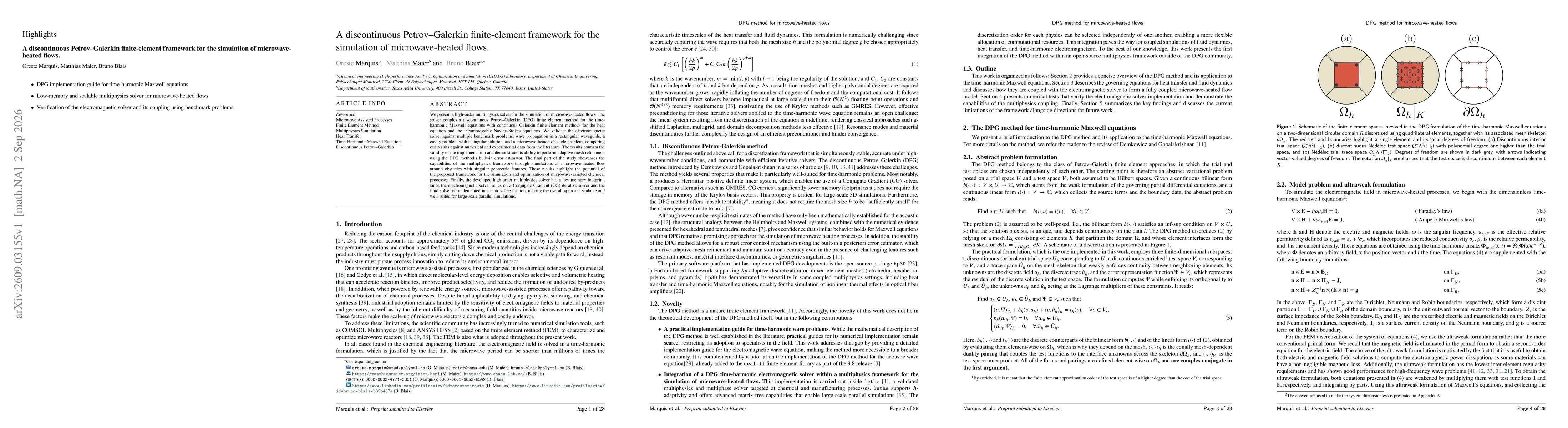 Thumbnail for A discontinuous Petrov-Galerkin finite-element framework for the simulation of microwave-heated flows