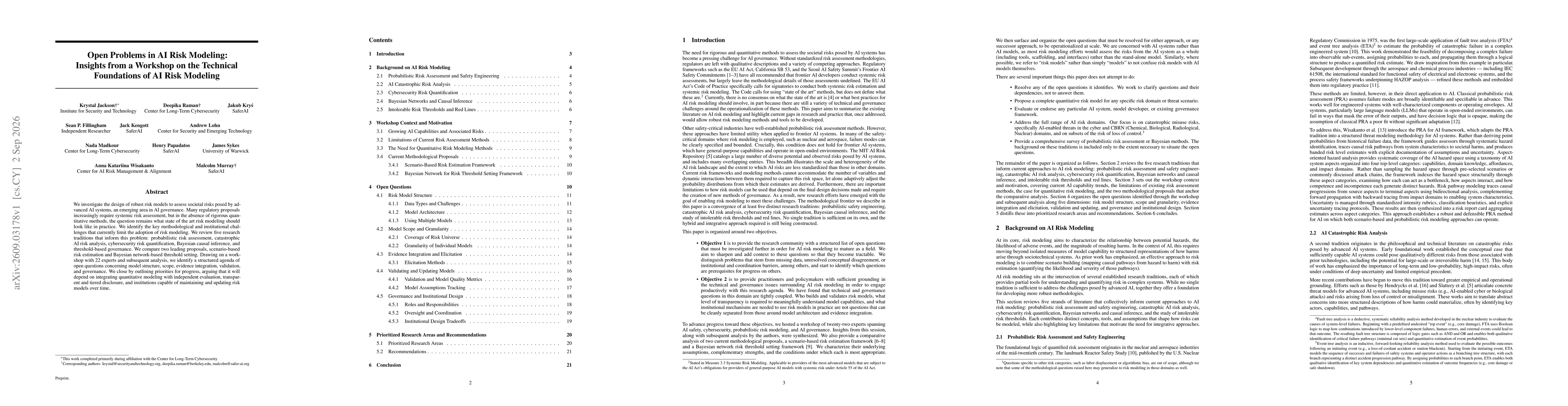 Thumbnail for Open Problems in AI Risk Modeling: Insights from a Workshop on the Technical Foundations of AI Risk Modeling