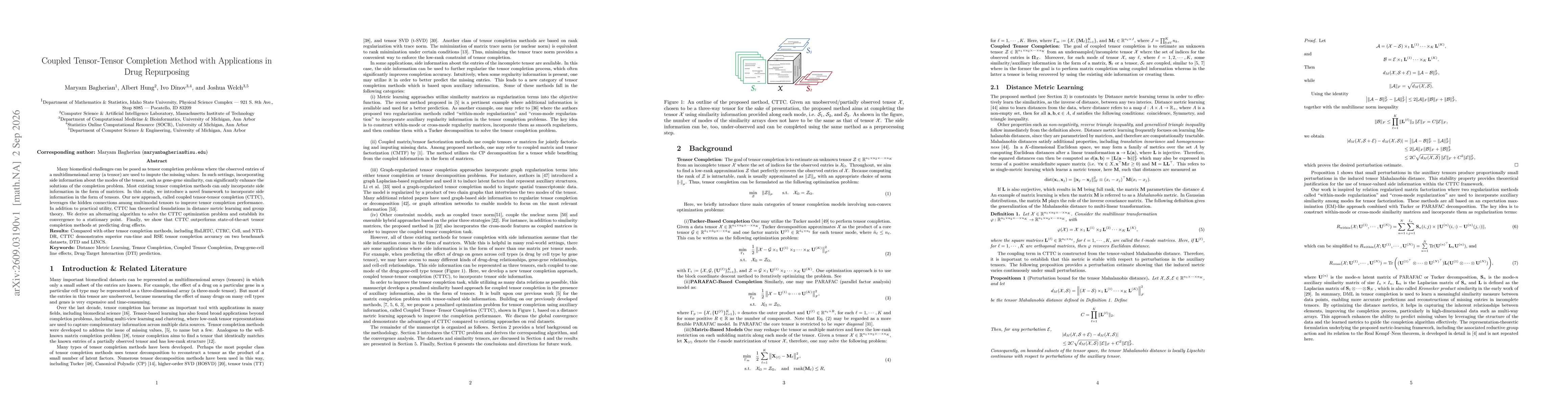 Thumbnail for Coupled Tensor-Tensor Completion Method with Applications in Drug Repurposing