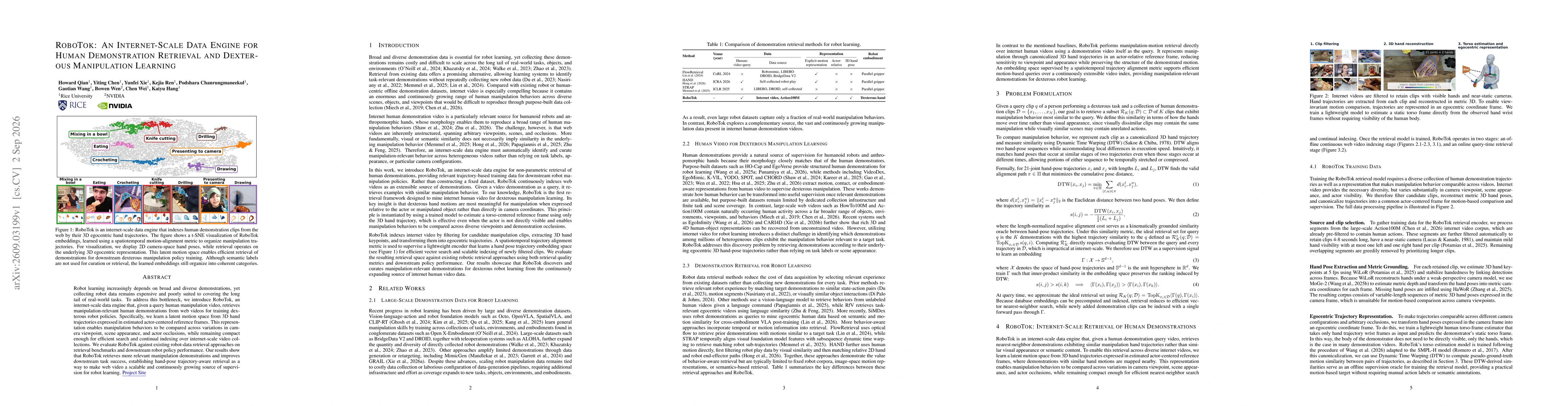 Thumbnail for RoboTok: An Internet-Scale Data Engine for Human Demonstration Retrieval and Dexterous Manipulation Learning