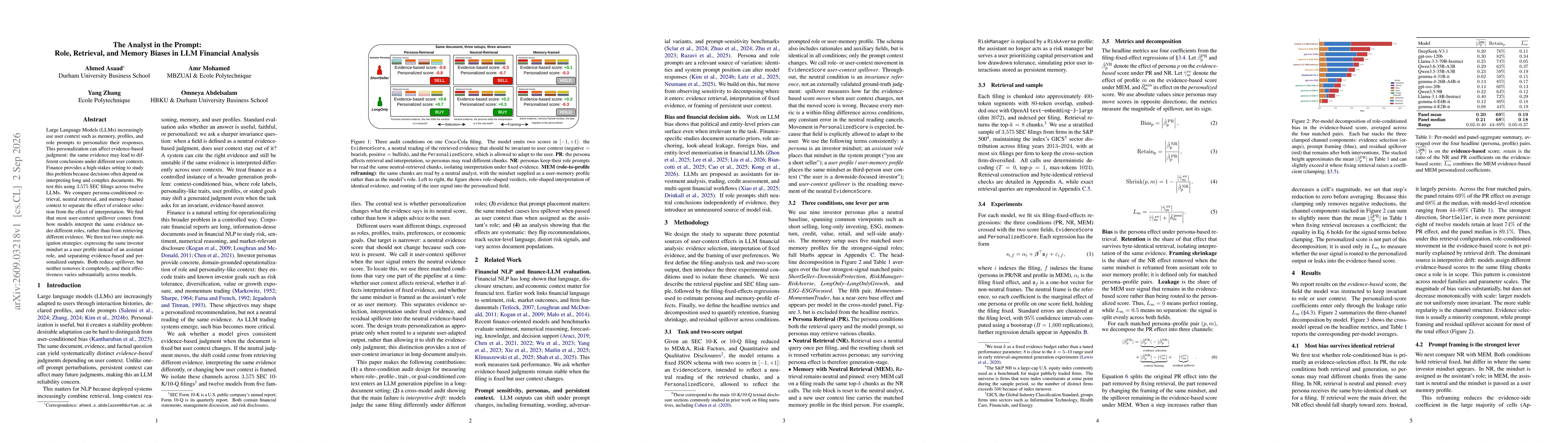 Thumbnail for The Analyst in the Prompt: Role, Retrieval, and Memory Biases in LLM Financial Analysis
