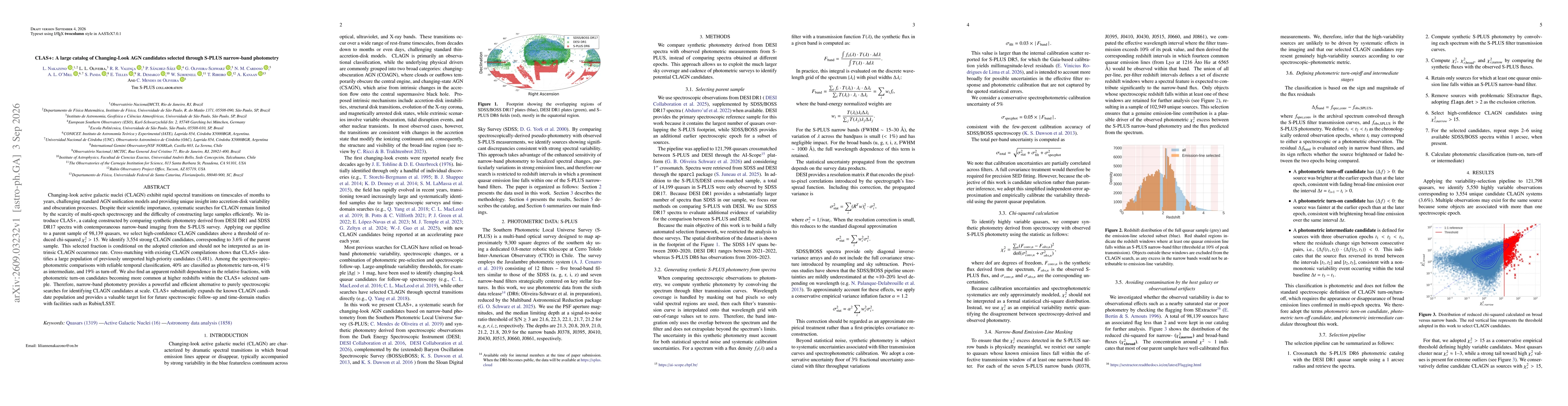 Thumbnail for CLAS+: A large catalog of Changing-Look AGN candidates selected through S-PLUS narrow-band photometry