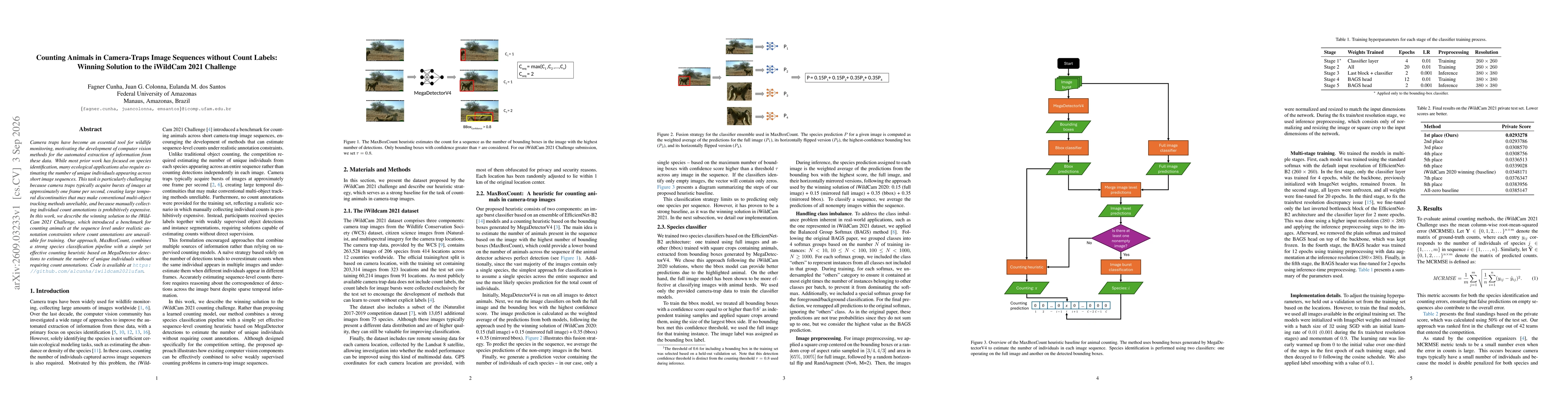 Thumbnail for Counting Animals in Camera-Traps Image Sequences without Count Labels: Winning Solution to the iWildCam 2021 Challenge