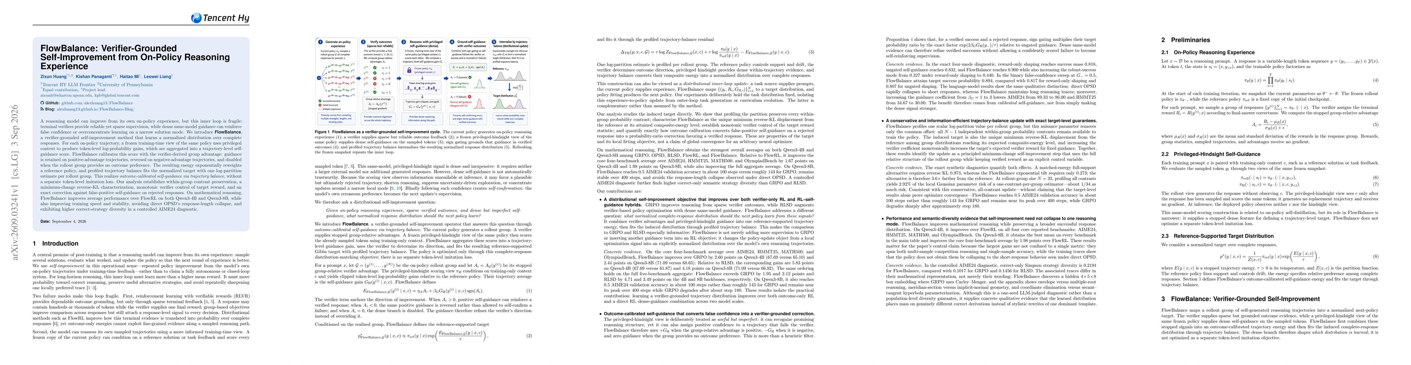 Thumbnail for FlowBalance: Verifier-Grounded Self-Improvement from On-Policy Reasoning Experience
