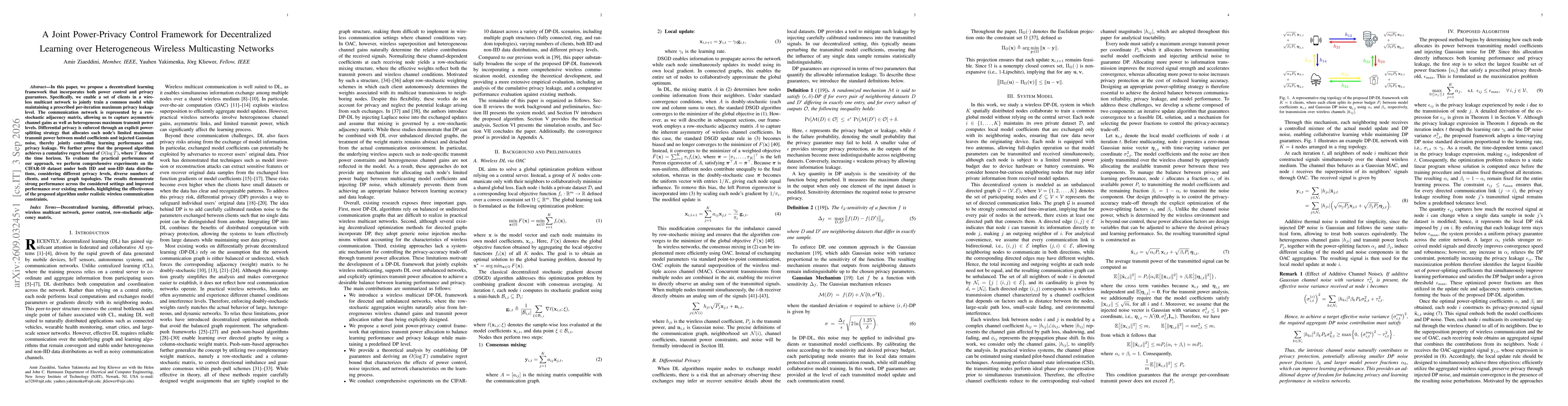 Thumbnail for A Joint Power-Privacy Control Framework for Decentralized Learning over Heterogeneous Wireless Multicasting Networks