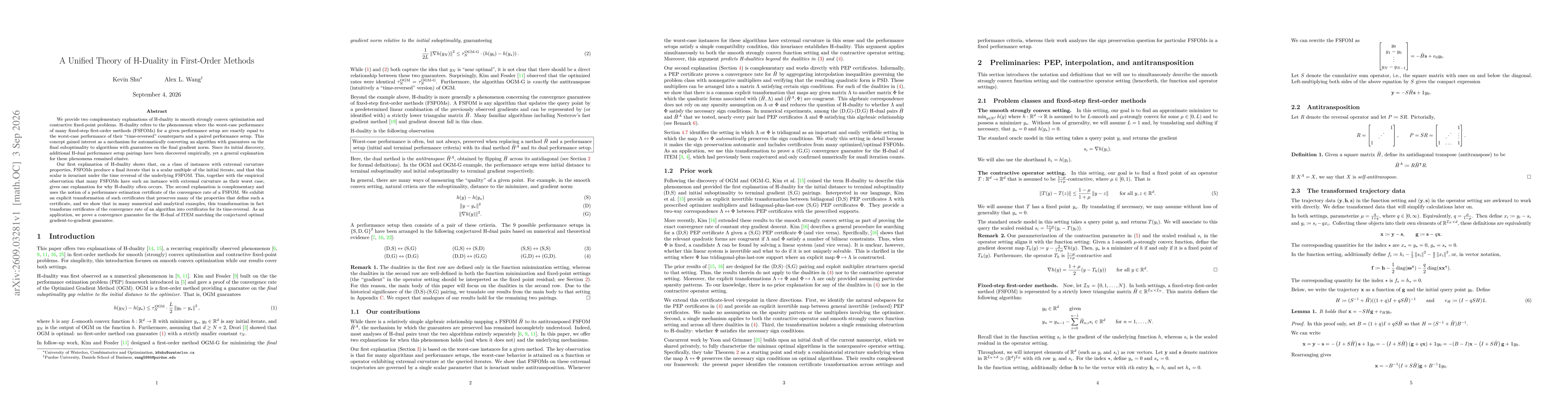 Thumbnail for A Unified Theory of H-Duality in First-Order Methods