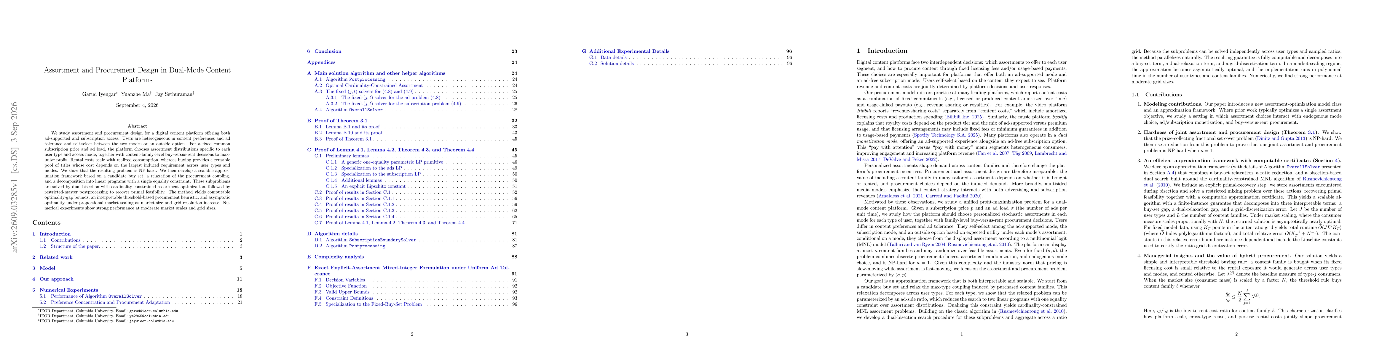 Thumbnail for Assortment and Procurement Design in Dual-Mode Content Platforms