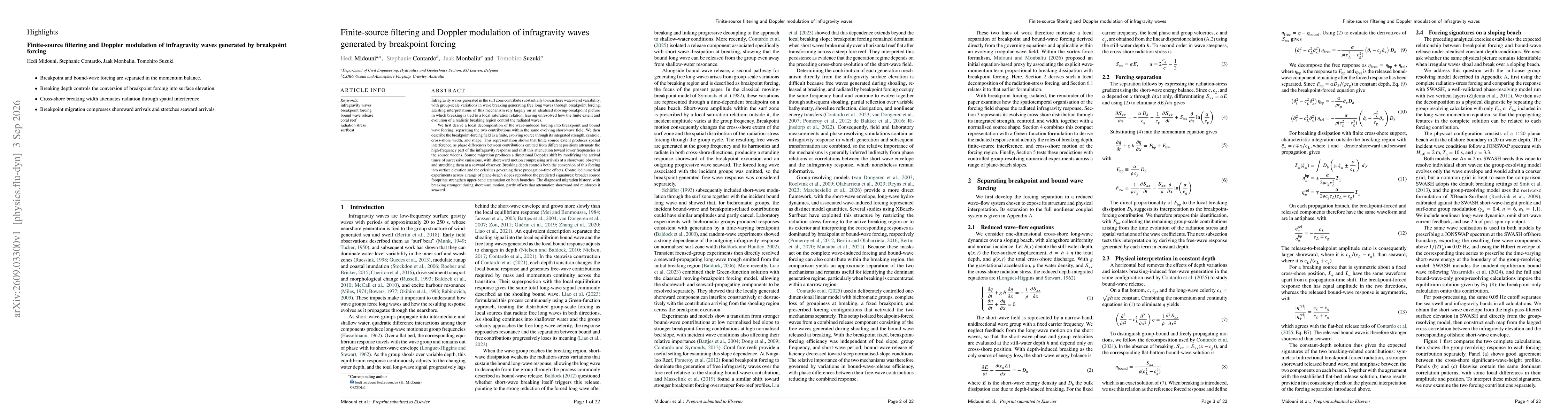 Thumbnail for Finite-source filtering and Doppler modulation of infragravity waves generated by breakpoint forcing