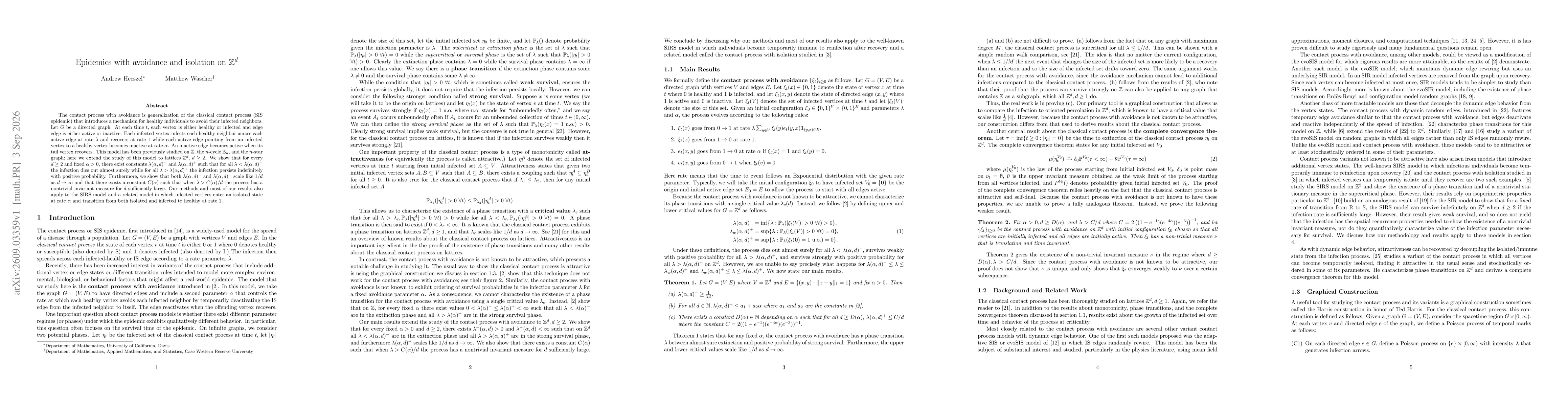 Thumbnail for Epidemics with avoidance and isolation on $\mathbb{Z}^d$