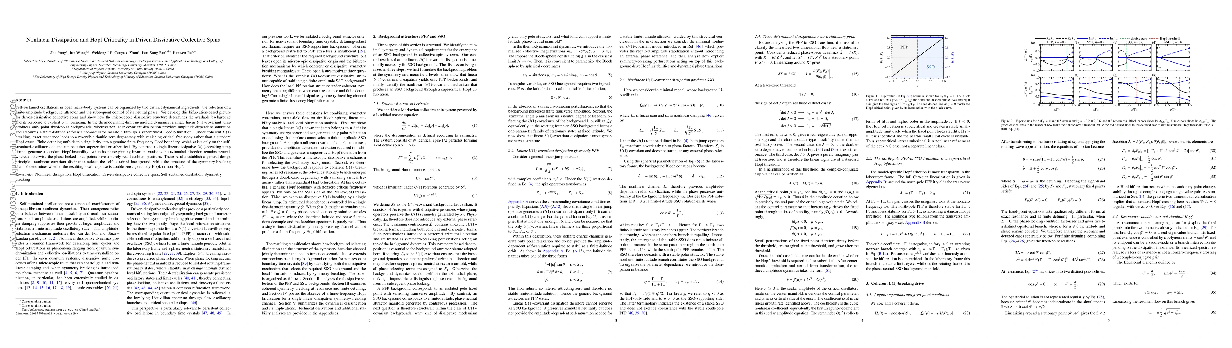Thumbnail for Nonlinear Dissipation and Hopf Criticality in Driven Dissipative Collective Spins