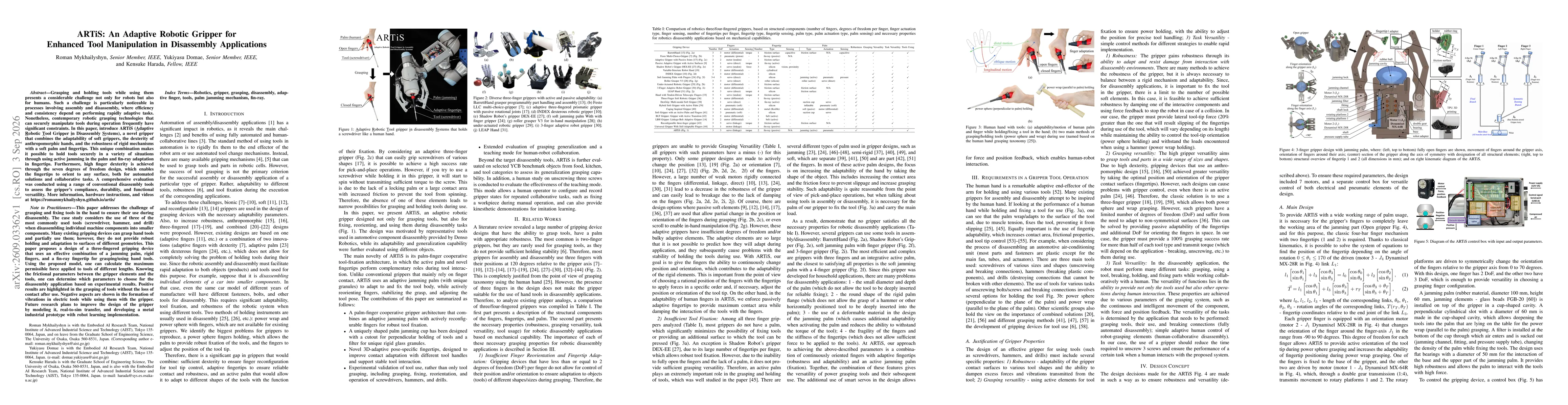 Thumbnail for ARTiS: An Adaptive Robotic Gripper for Enhanced Tool Manipulation in Disassembly Applications