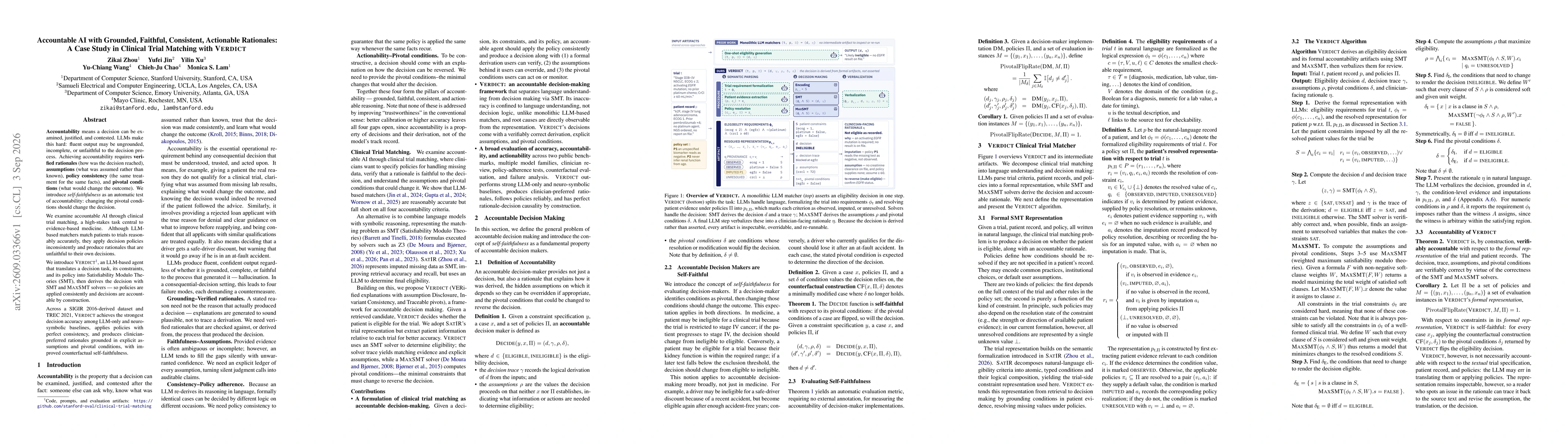 Thumbnail for Accountable AI with Grounded, Faithful, Consistent, Actionable Rationales: A Case Study in Clinical Trial Matching with VERDICT