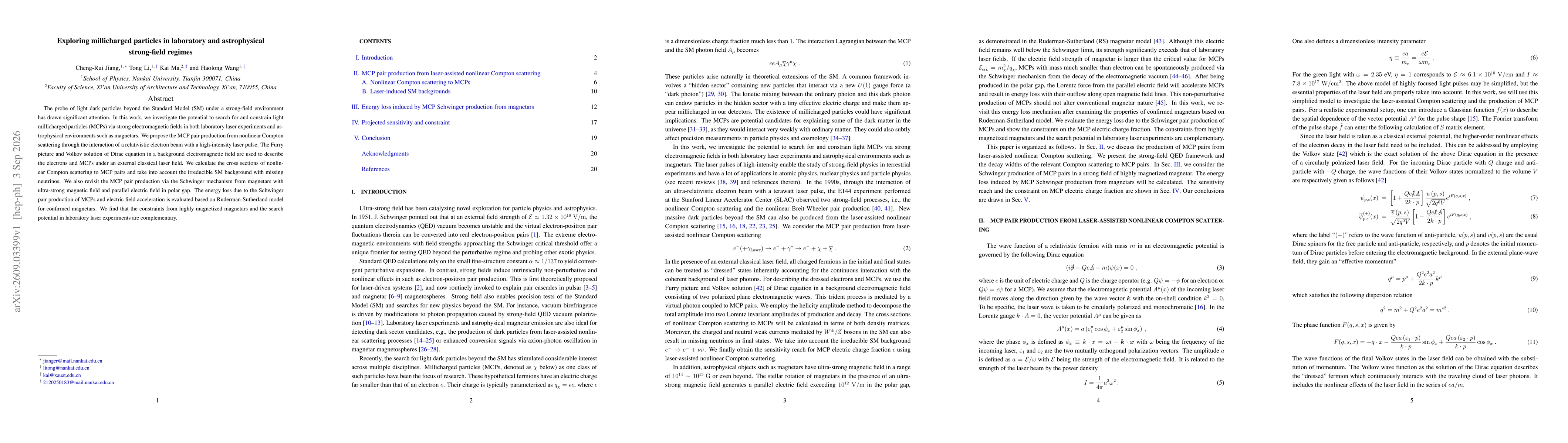 Thumbnail for Exploring millicharged particles in laboratory and astrophysical strong-field regimes
