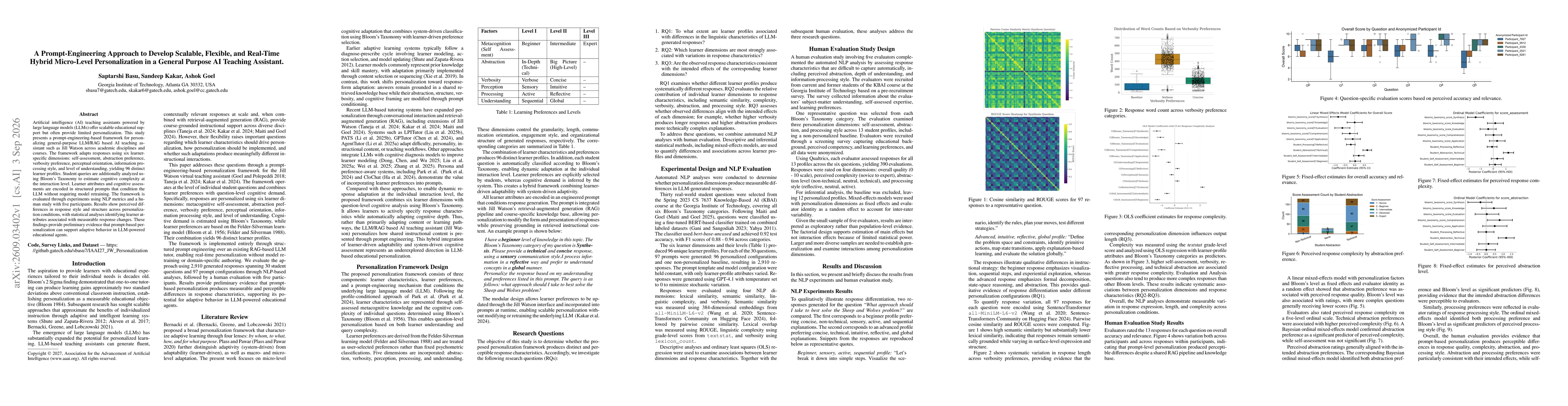 Thumbnail for A Prompt-Engineering Approach to Develop Scalable, Flexible, and Real-Time Hybrid Micro-Level Personalization in a General Purpose AI Teaching Assistant