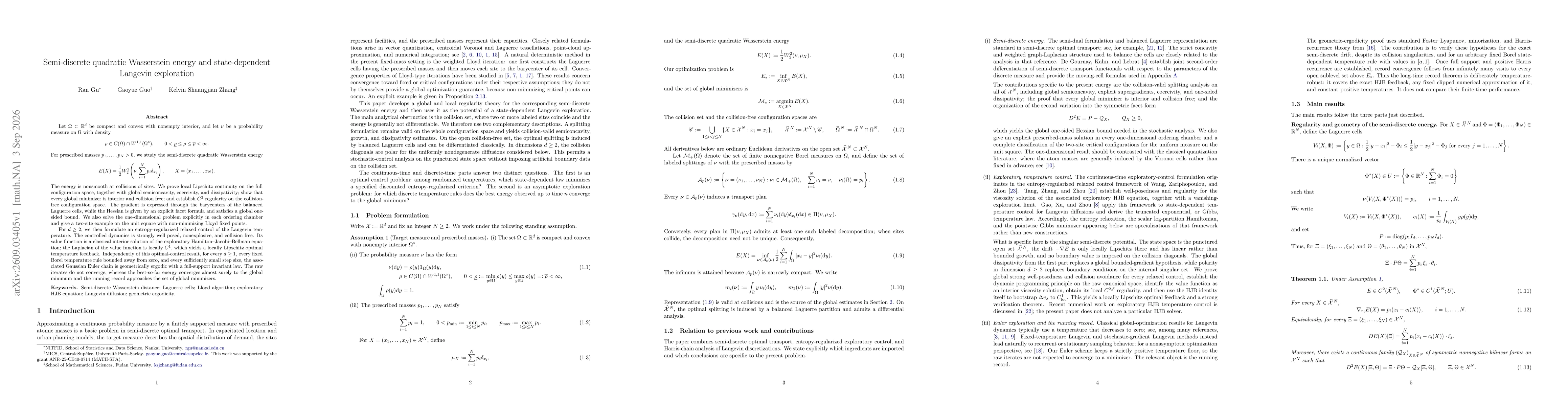 Thumbnail for Semi-discrete quadratic Wasserstein energy and state-dependent Langevin exploration