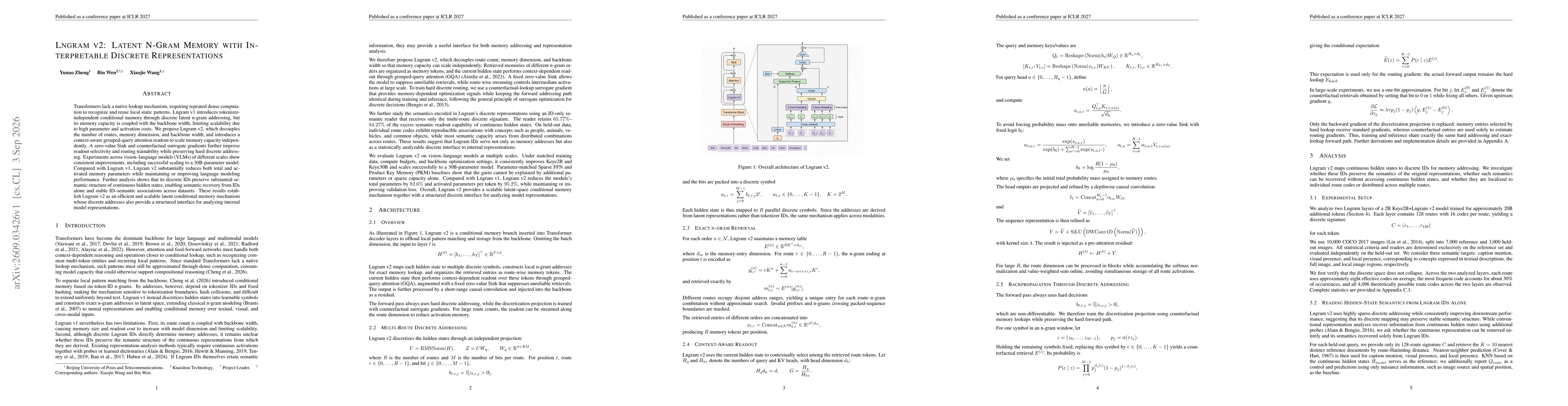 Thumbnail for Lngram v2: Latent N-Gram Memory with Interpretable Discrete Representations
