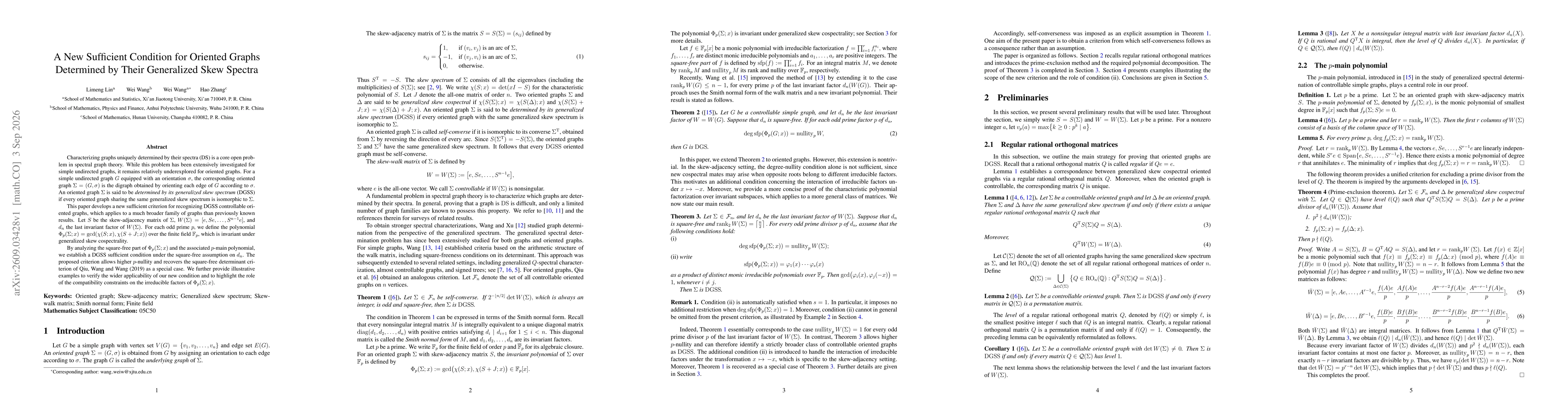 Thumbnail for A New Sufficient Condition for Oriented Graphs Determined by Their Generalized Skew Spectra