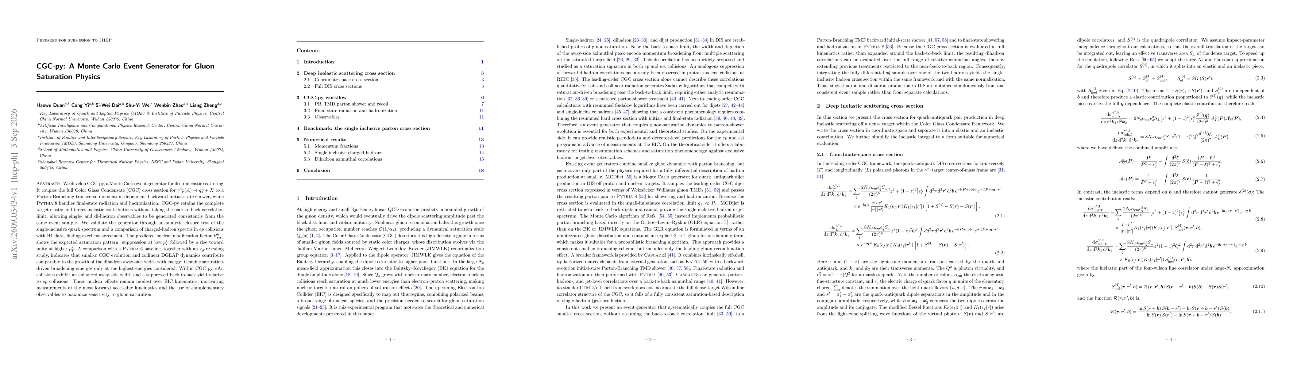Thumbnail for CGC-py: A Monte Carlo Event Generator for Gluon Saturation Physics