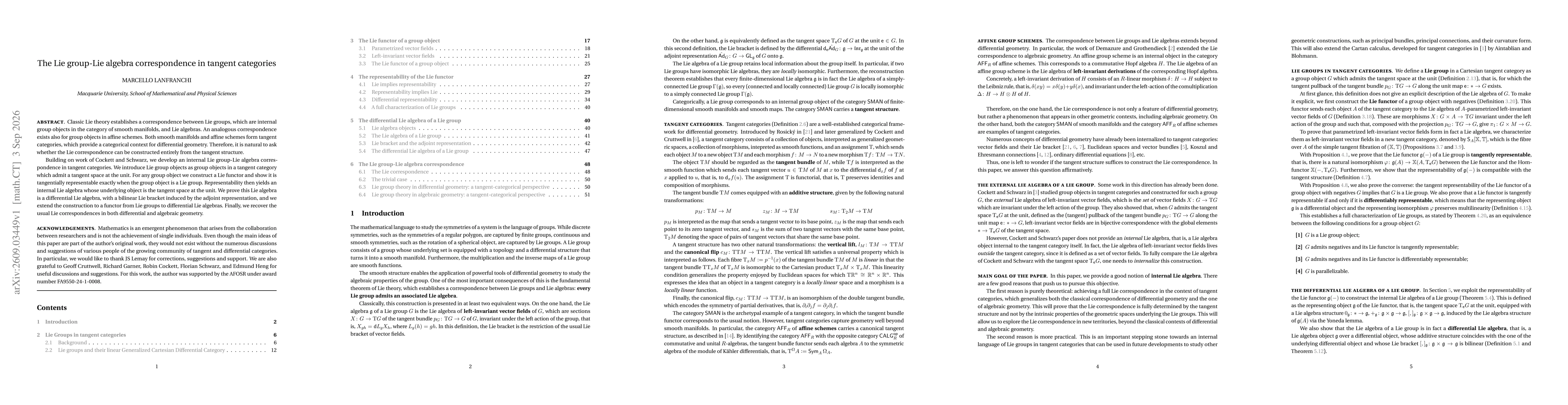 Thumbnail for The Lie group-Lie algebra correspondence in tangent categories