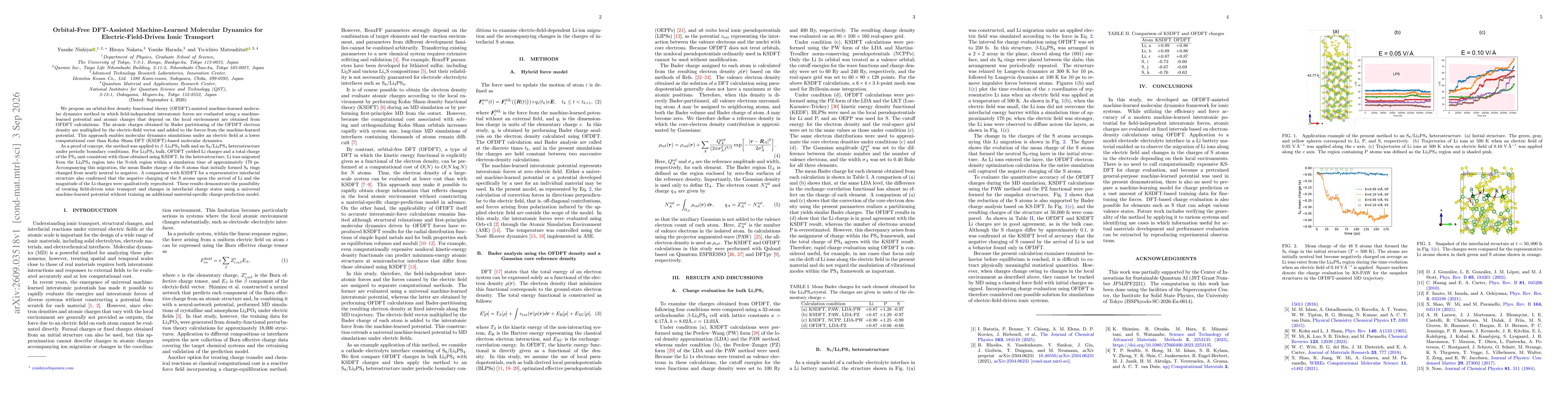 Thumbnail for Orbital-Free DFT-Assisted Machine-Learned Molecular Dynamics for Electric-Field-Driven Ionic Transport