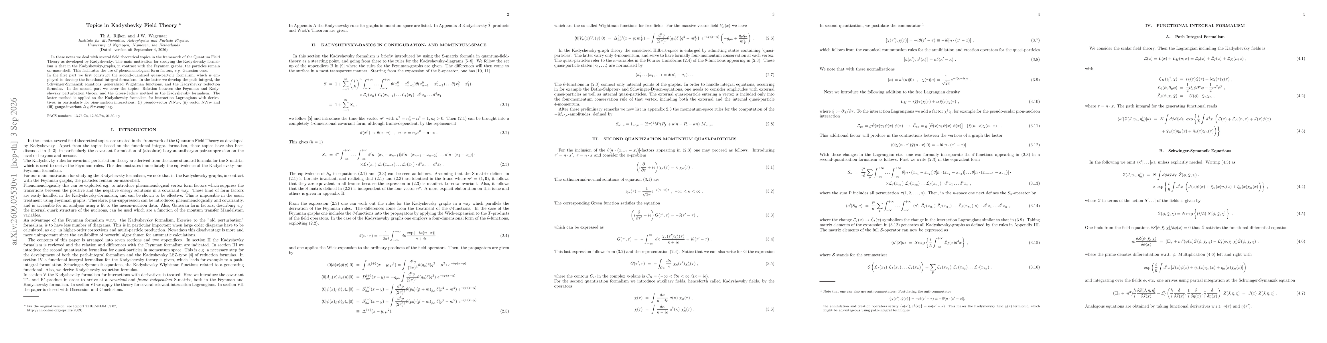 Thumbnail for Topics in Kadyshevsky Field Theory