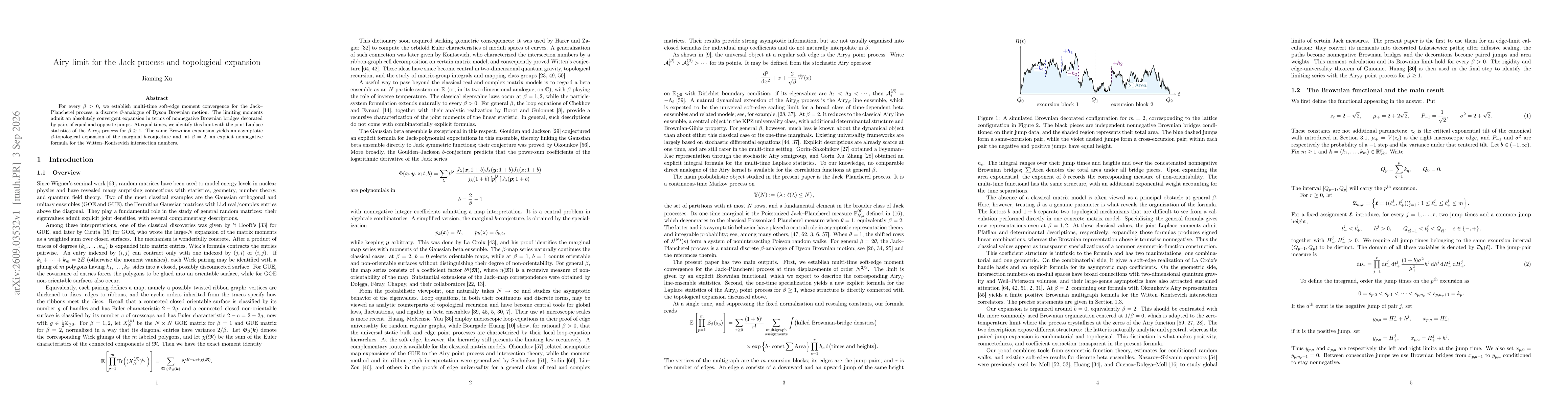 Thumbnail for Airy limit for the Jack process and topological expansion