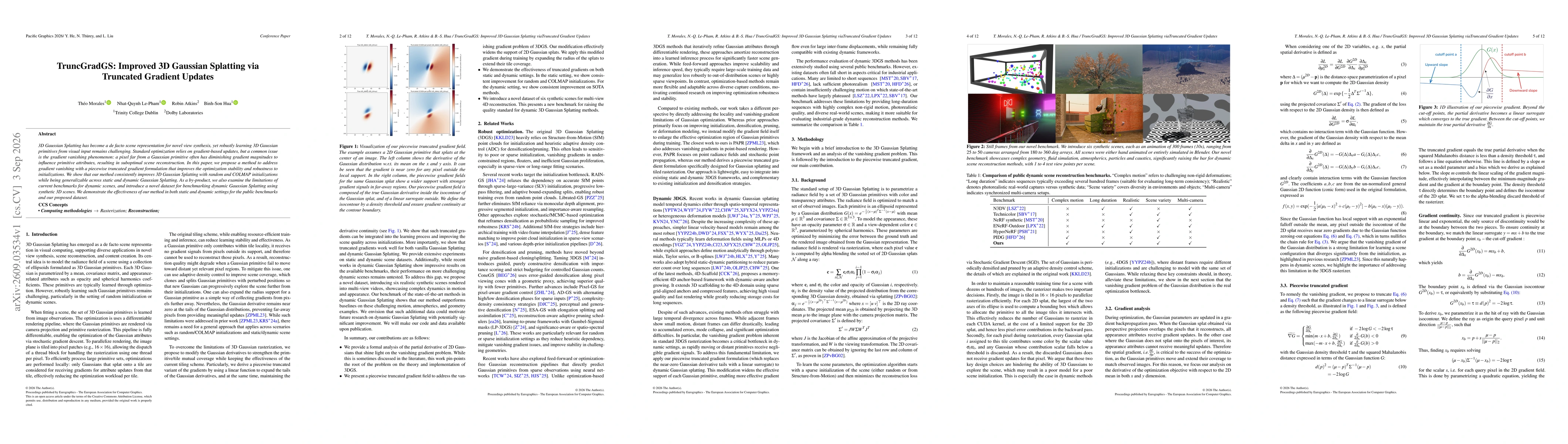 Thumbnail for TruncGradGS: Improved 3D Gaussian Splatting via Truncated Gradient Updates