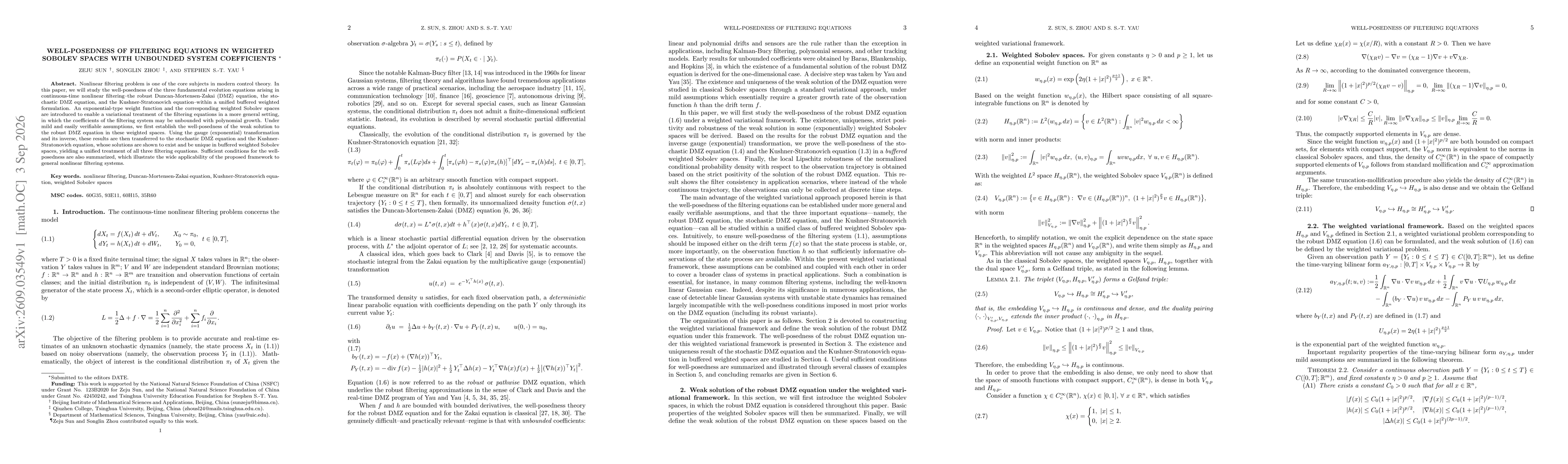 Thumbnail for Well-posedness of Filtering Equations in Weighted Sobolev Spaces with Unbounded System Coefficients