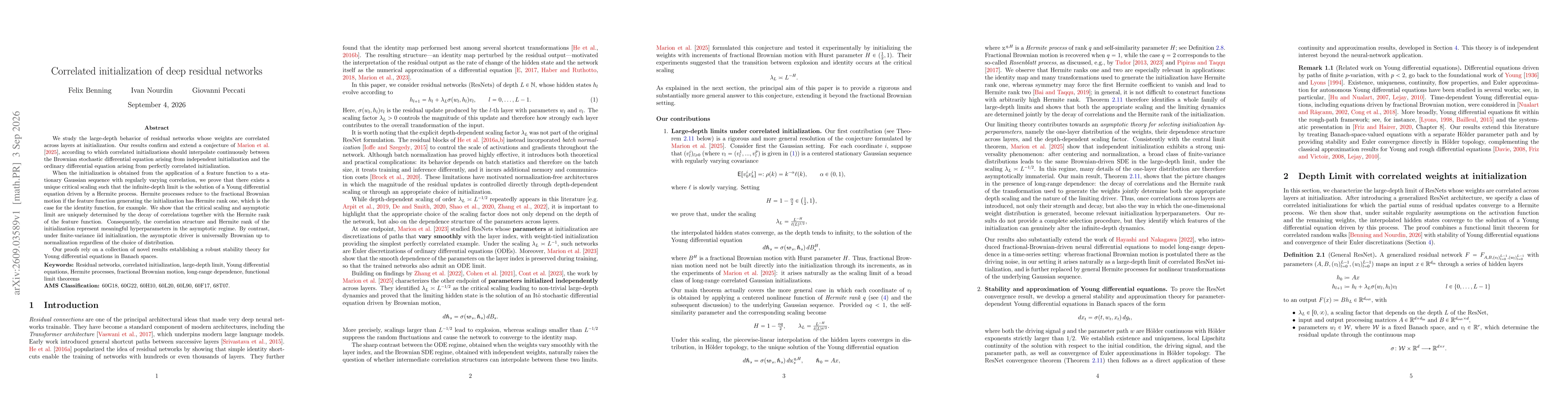 Thumbnail for Correlated initialization of deep residual networks