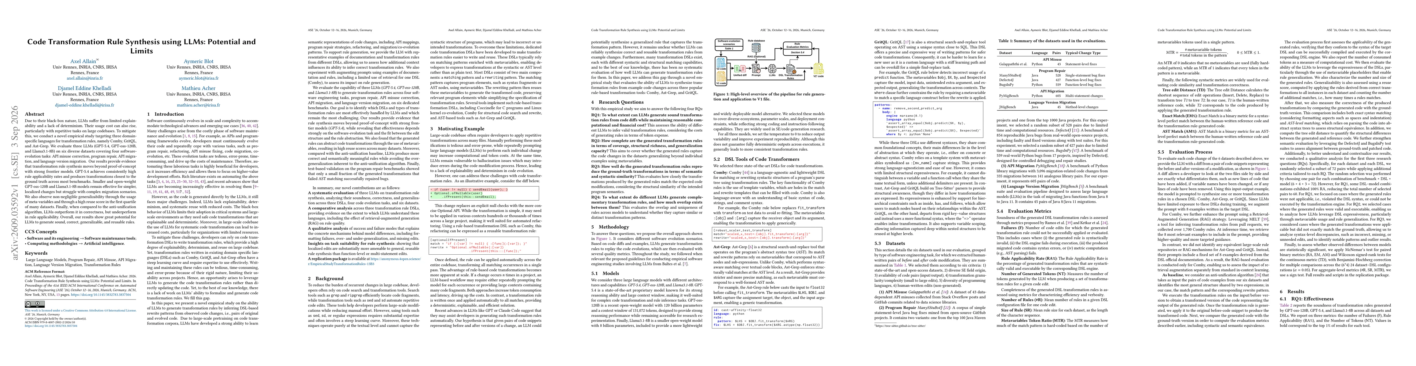 Thumbnail for Code Transformation Rule Synthesis using LLMs: Potential and Limits
