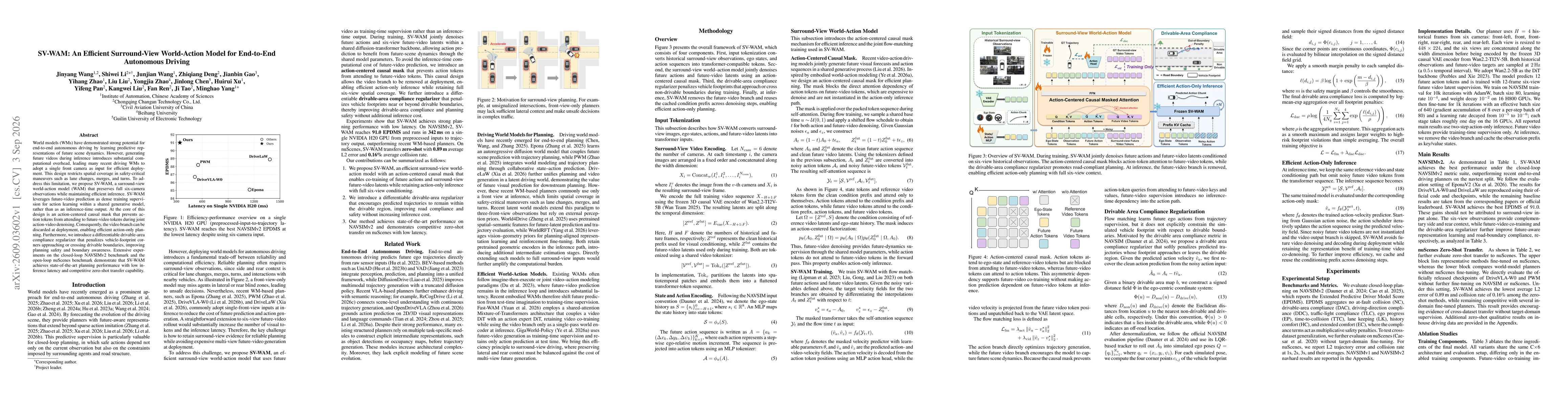 Thumbnail for SV-WAM: An Efficient Surround-View World-Action Model for End-to-End Autonomous Driving
